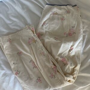 Liz Claiborne Cream Pink Floral Jeans